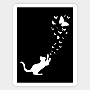 Cute Cat Catching Flying Butterflies Magnet